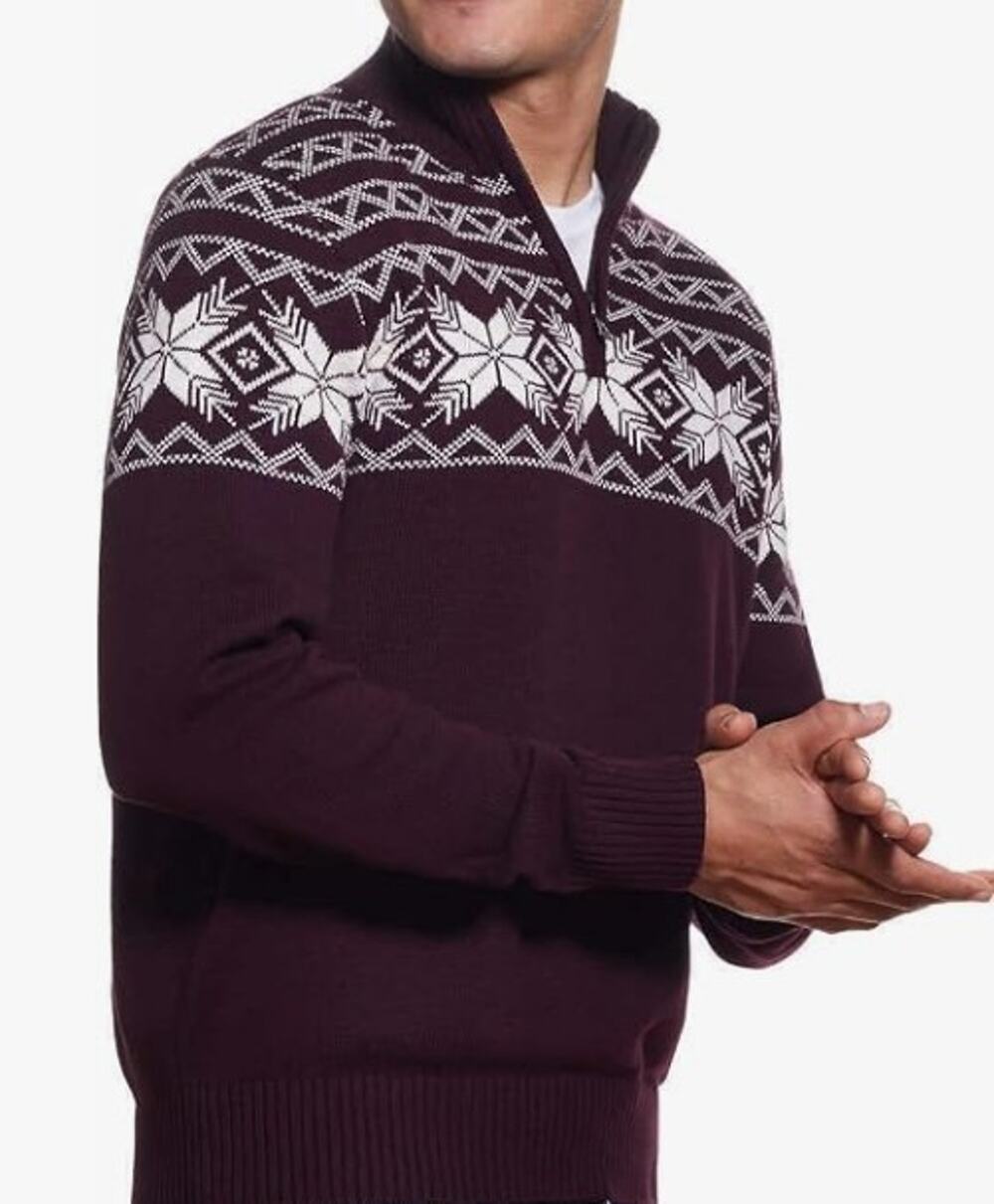 Weatherproof Vintage Mens Holiday Heavyweight Qtr Zip Pullover Sweater Sz XXL